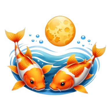 dos peces koi nadando alrededor del sol y la luna sticker