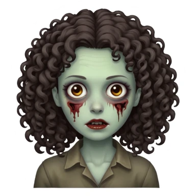 zombie woman with curly, slightly voluminous dark brown hair  sticker