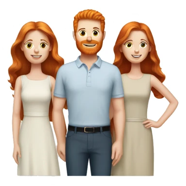 Ginger Husband with brunette and redhead wives throuple sticker