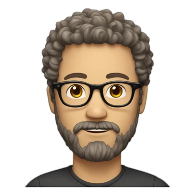 white man with curly hair, beard and black rimmed glasses sticker