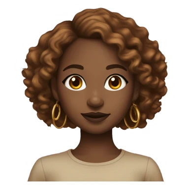 black girl with brown eyes and long coppers curly hair with a golden nose ring and gold hoop earrings sticker