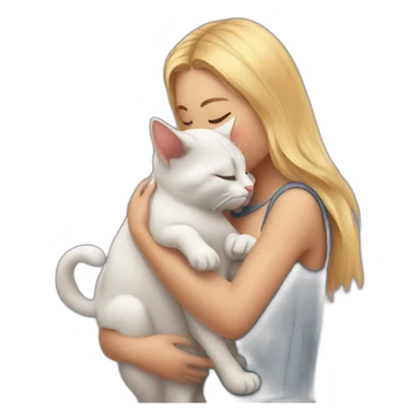 Girl kissing three cats sticker