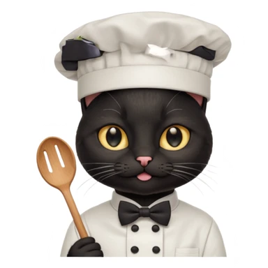 chef black cat, bow tie and hat sticker
