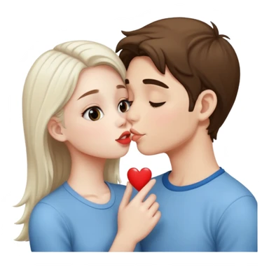 A Cute white skin  boy kissing a white skin girl  sticker