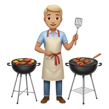 man cooking barbecue full-body sticker