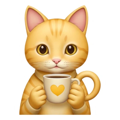 Young Yellow cat with coffe cup sticker