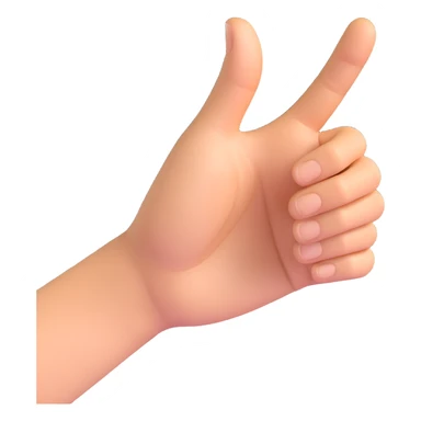 3D hand with extended index finger swiping left, realistic shading and depth sticker