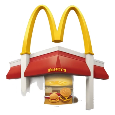 “McDonald’s store with the iconic golden arches, a red and yellow color scheme, and a simple, recognizable design that captures the essence of a fast food restaurant.” sticker