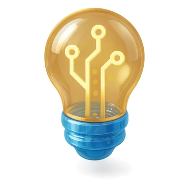 lightbulb icon with glossy circuit style sticker