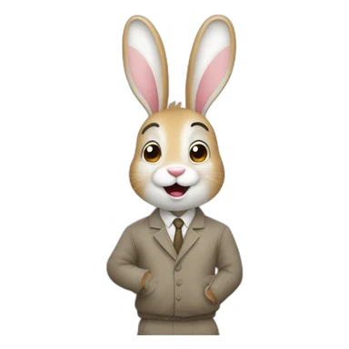 Un lapin sur un homme sticker