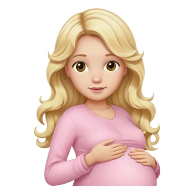 Blonde long wavy hair lady with light pink clothes pregnant sticker