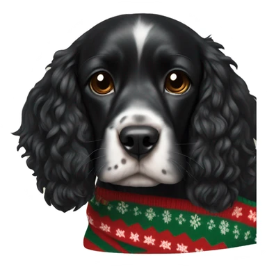 Black cocker spaniel with Christmas jumper sticker
