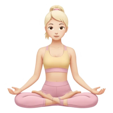 pastel beige pink yellow tones, soft grain texture, no background, minimal flat design, relaxed young woman doing yoga pose, gentle feminine mood, cozy pinterest aesthetic sticker