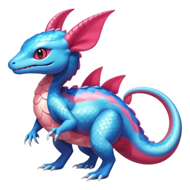Shiny Horned Salamence-Salandit-Sylveon-Amaura-Fakémon-hybrid-creature (full body)  sticker