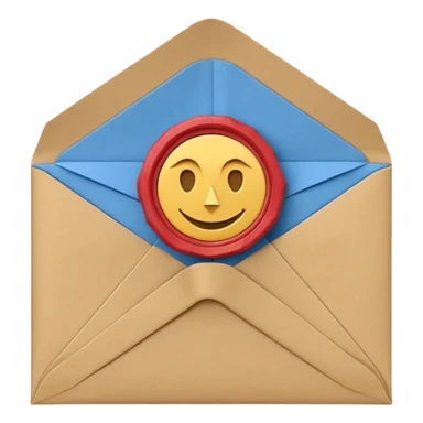 3D render of Envelope with Wax Seal entirely of folded origami paper, sharp creases, cardboard texture, matte finish, visible paper grain, craft aesthetic,emoji style, isolated on white background --v 6.0 sticker