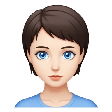 Brunette with blue eyes and short hair sticker