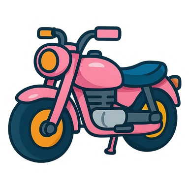 baby pink motorcycle, playful cartoon style sticker