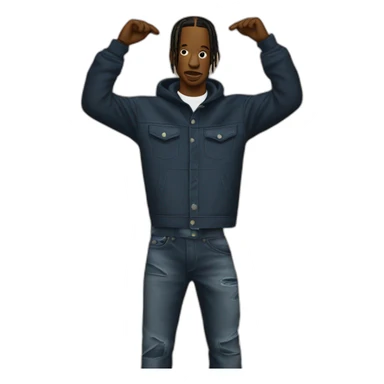 Travis scott qui soulève une pancarte sur laquElle il ya écrit “ok le boss” sticker