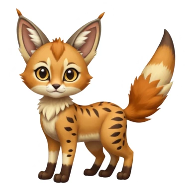 Big-eared big-eyed cute realistic animalistic feral digitigrade 4-legged anime-styled Meloetta-Caracal-Sergal-Serval-hybrid-fusion-creature-animal, full body sticker