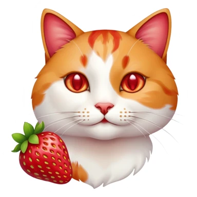 Cat with strawberry  sticker