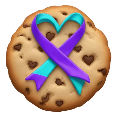 Cookie heart with purple teal awareness ribbon loop sticker