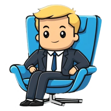 blonde business man in suit relaxing in chair at beach resort, vacation vibes sticker
