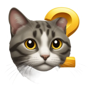 A cat with a question Mark on its head sticker
