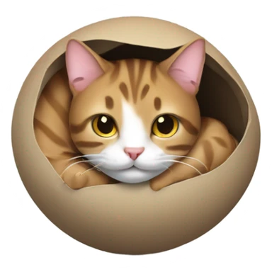 Tabby cat curled up in a ball sticker