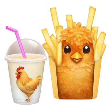 Chicken and fries with bubble tea sticker