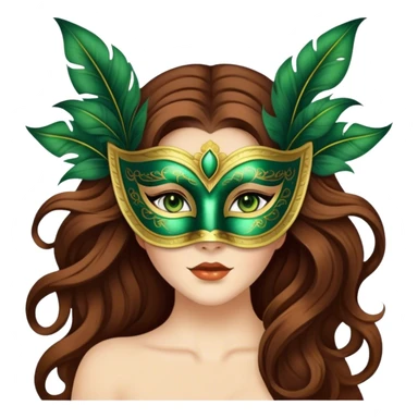 Greeneyed Woman with Long Brown hair venetian mask sticker