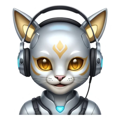 smiling cybercat wearing headphones sticker