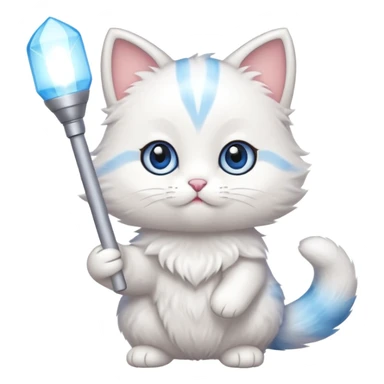 chibi cute cat holding a light stick sticker