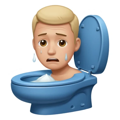 Man on toilet crying sticker