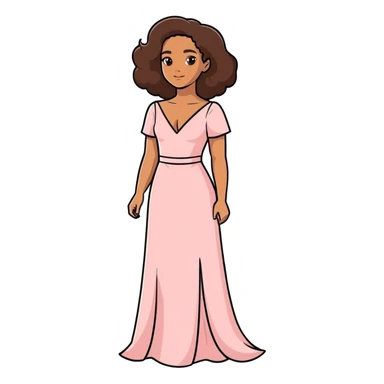 vintage rococo mixed woman with brown hair and light skin in a light pink beautiful gown sticker