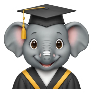 happy elephant wearing a graduation cap sticker