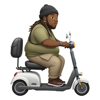 fat black man with dreads and a beanie on mobility scooter sticker
