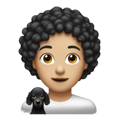 Can you make an emoji of a white woman with dark hair, a light black man and a cream poodle sticker