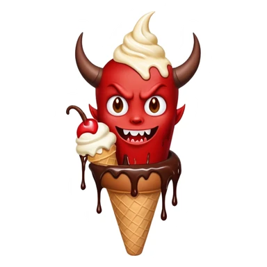 devil of shadow holds ice cream sticker