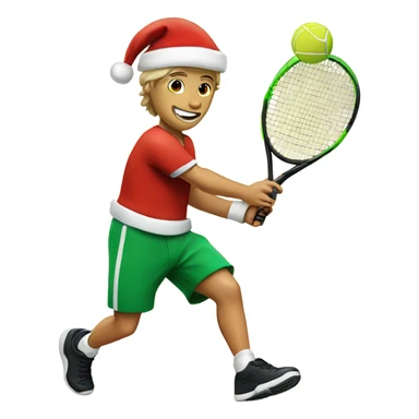 Tennis player playing tennis wearing Santa hat Caucasian sticker