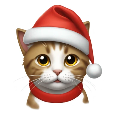 cat wearing santa hat sticker