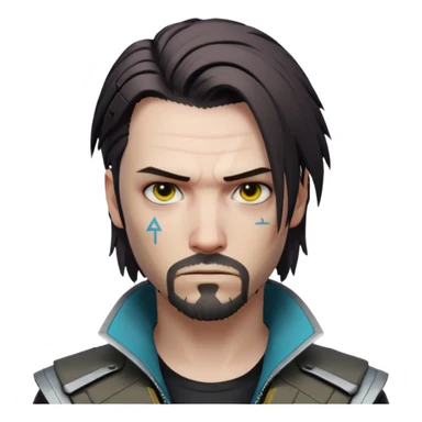 Jony Silverhand from Cyberpunk 2077, close-up portrait, intense expression sticker
