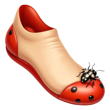 showing a cartoon human foot stepping on a small bug (like a ladybug), slightly squished but cartoonish, no violence, playful Apple emoji style sticker