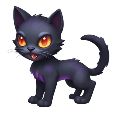 cool edgy fantasy dark-shadow-themed animal vampiric cat hybrid Fakemon full body sticker