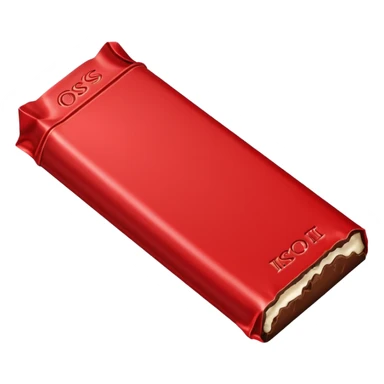 Chocolate candy bar with a red wrapper on it sticker