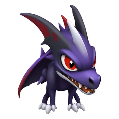 Black Cool Edgy Nargacuga-Garchomp-Noivern-Noibat Fakémon  with White and Red and purple and black Edgy markings sticker