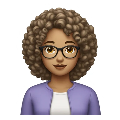 Girl with curly hair and glasses skin tone should be white and hairs should be black sticker