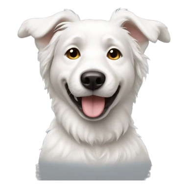 white dog with 😛 sticker