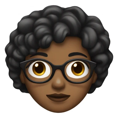 A girl with slightly dark skin and short black wavy hair with glasses and smaller eyes and plump lips sticker