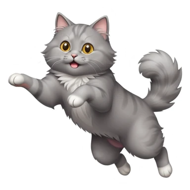 jumping grey cat  sticker