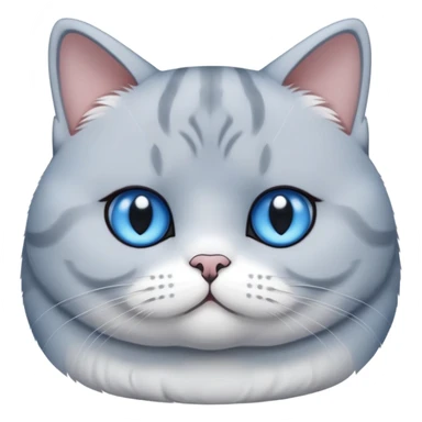 British shorthair blue and white cat with round face and plush fur sticker